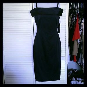 Dark navy blue silk pencil dress